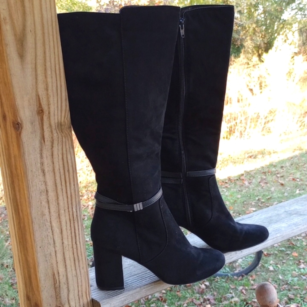 Croft & Barrow Tall Black Dress Boots High Heeled 17 Inch Calf Size 8 Worn Once